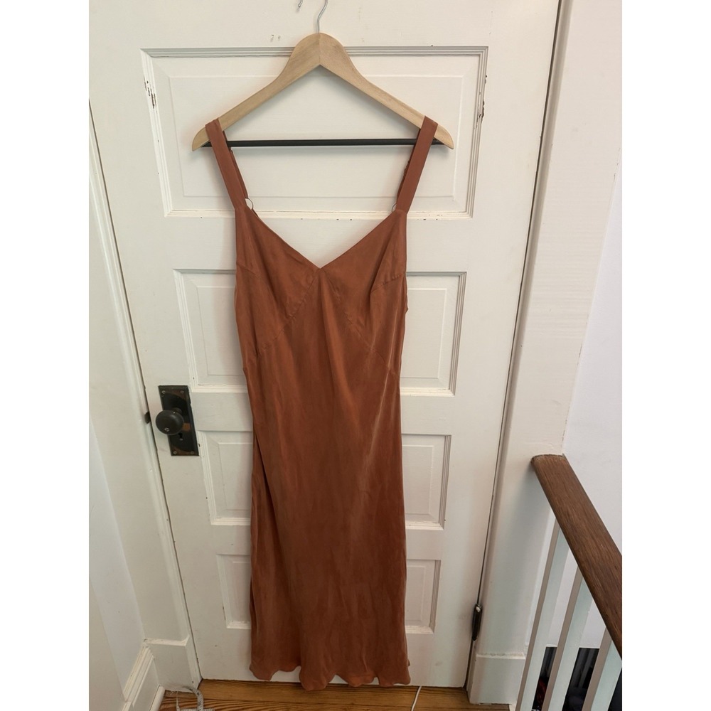 Lucy Paris Women's Rust Orange Karine Slip Dress Cocktail Size Large New $120